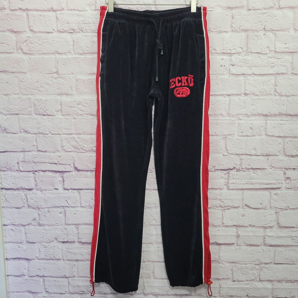 VTG Ecko Unltd‎ Velour Track Pants Youth XL Adult XS Baggy Cyber Y2K Streetwear